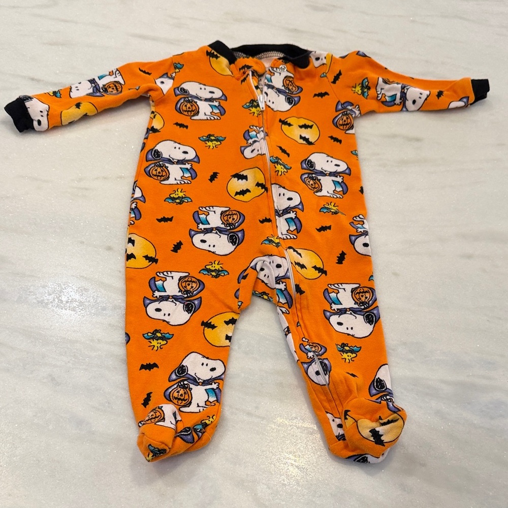 Peanuts Orange Halloween Footie Pajamas